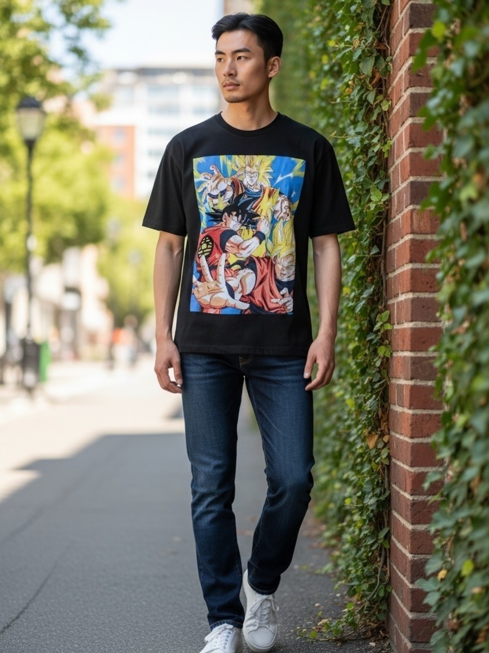 Dragon Ball Z Goku Super Saiyan Graphic Tee Black Anime Shirt Adult Medium